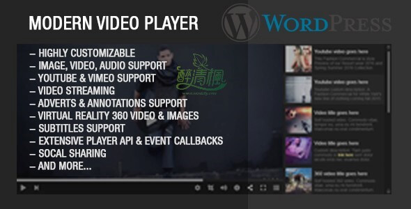 WordPress视频播放器插件 – Modern Video Player(汉化)[更新至v2.55]